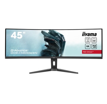 מסך מחשב לגיימרים 45 אינץ' קעור כולל רכזת KVM ורמקולים מובנים IIYAMA GCB4580DQSN-B1 G-MASTER 45 Inch Curved 1500R DQHD 5120x1440 165Hz VA 0.8ms 32:9 HDMI DP USB HUB RJ45 Speaker